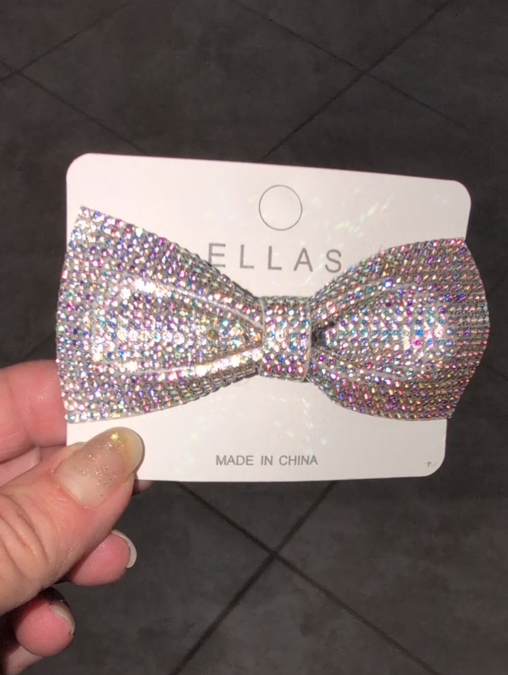 Ella Iridescent Crystal Bow Hair Clip Set Of 2